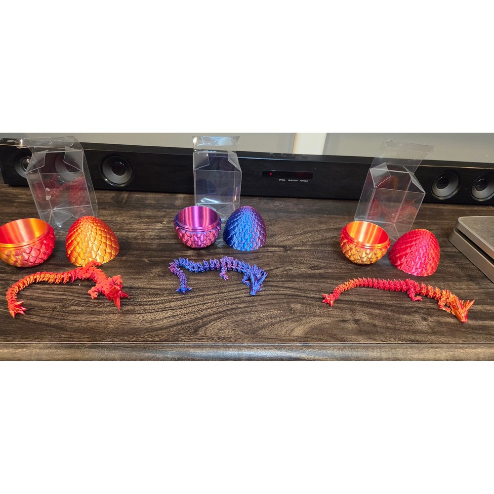 Unbranded 3Dβ Printed Dragon Articulated Toy OS Multicolor New Fidget Egg 3 PK